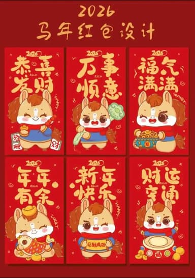 2026马年新春红包封面设计模板合集 (AI+PSD)